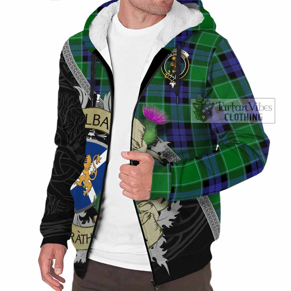 Monteith Tartan Family Crest Sherpa Hoodie Lion Rampant Royal Thistle Shield Celtic Inspired - Tartan Vibes Clothing