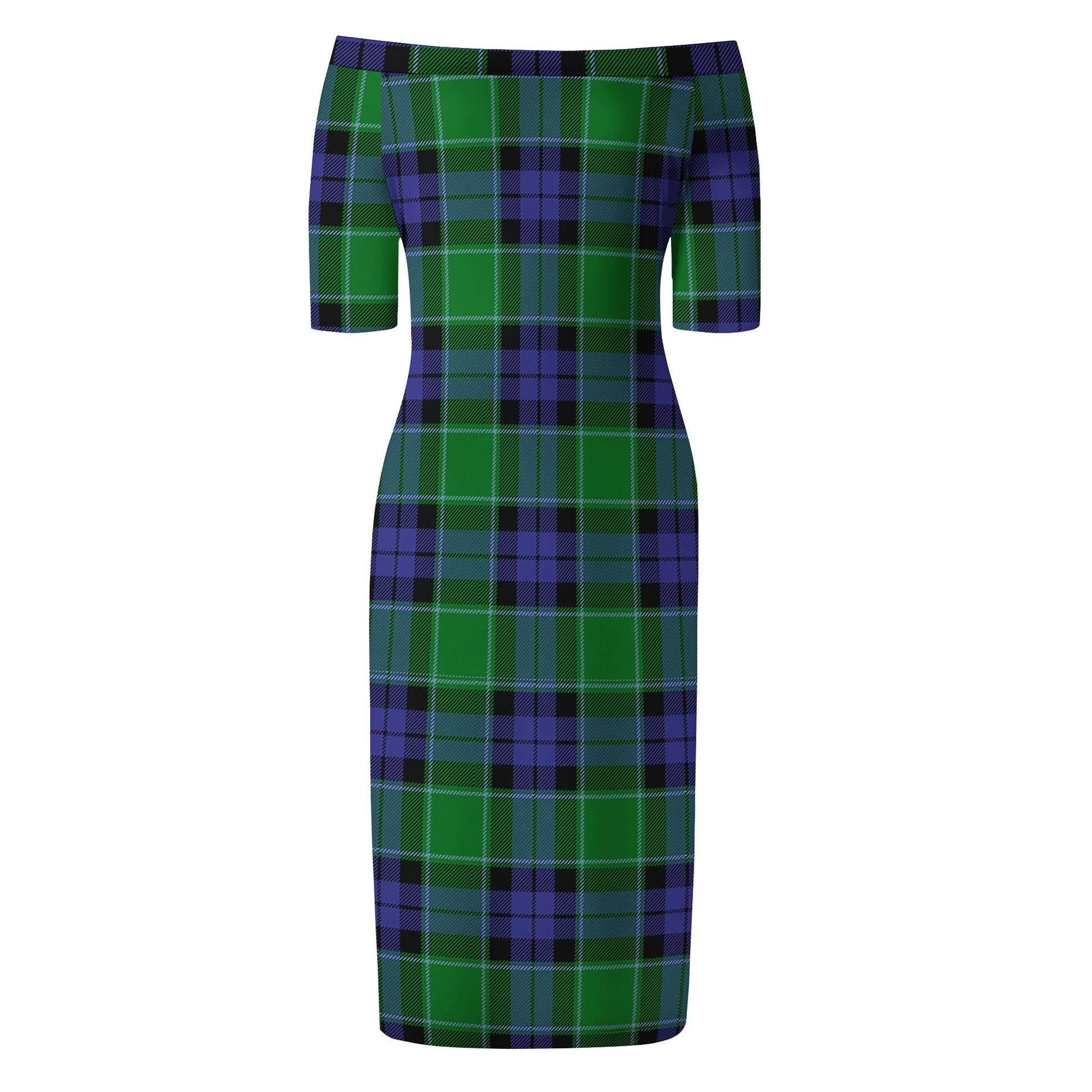 Monteith Tartan Off Shoulder Lady Dress - Tartan Vibes Clothing