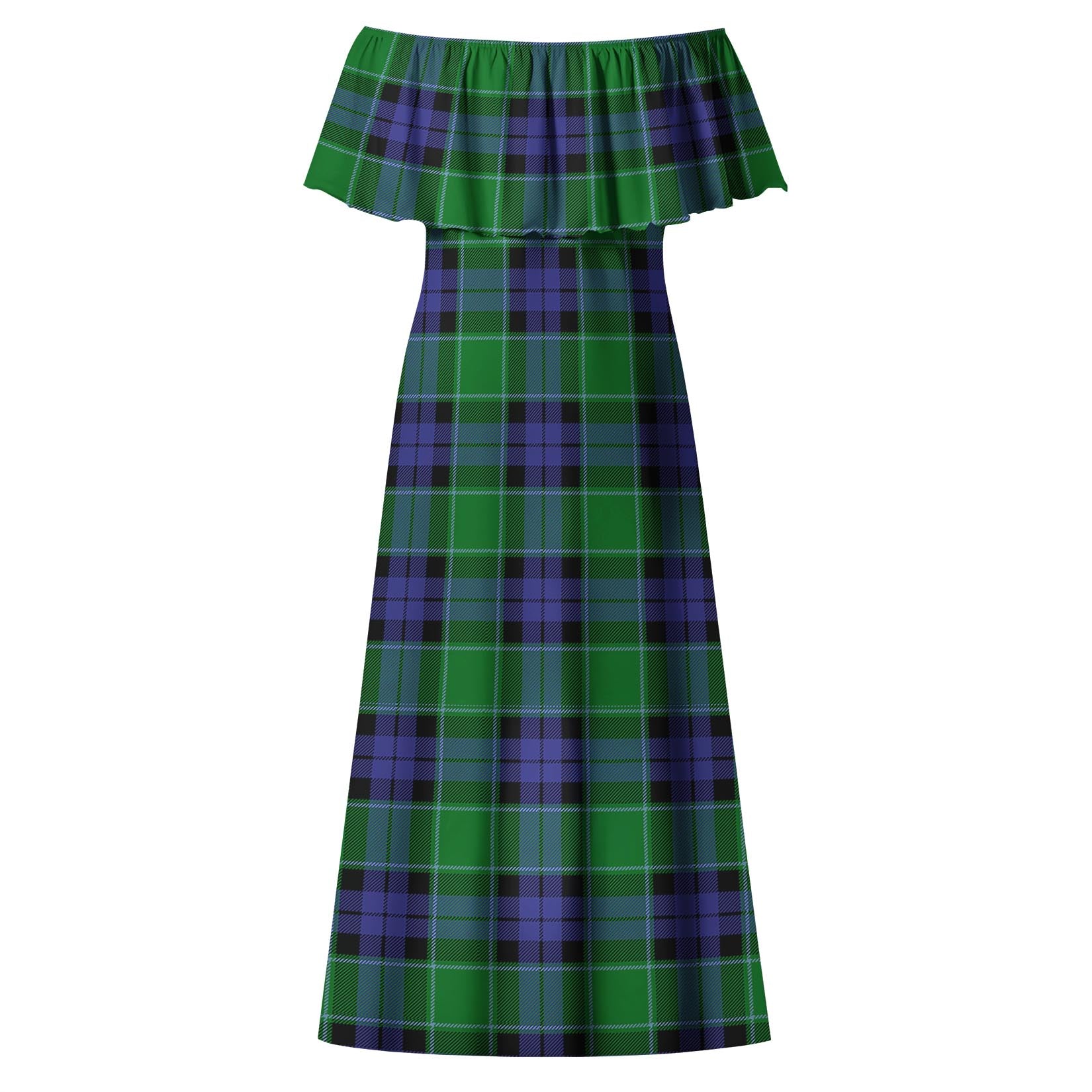 Monteith Tartan Off Shoulder Long Dress - Tartan Vibes Clothing