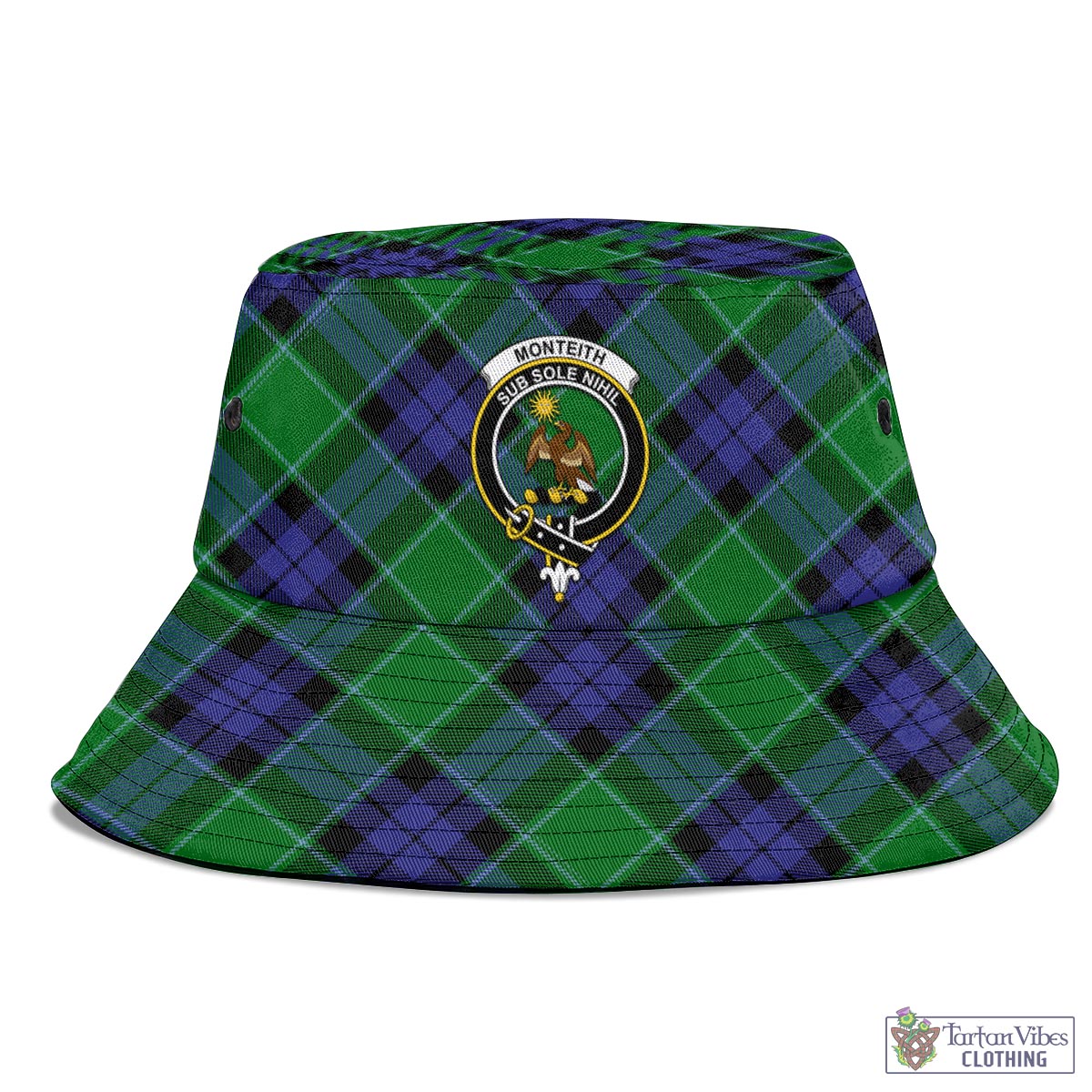 Monteith Tartan Bucket Hat with Family Crest - Tartan Vibes Clothing