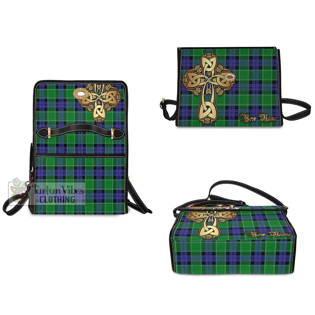 Tartan Vibes Clothing Monteith Tartan Waterproof Canvas Bag Golden Thistle Celtic Cross Style