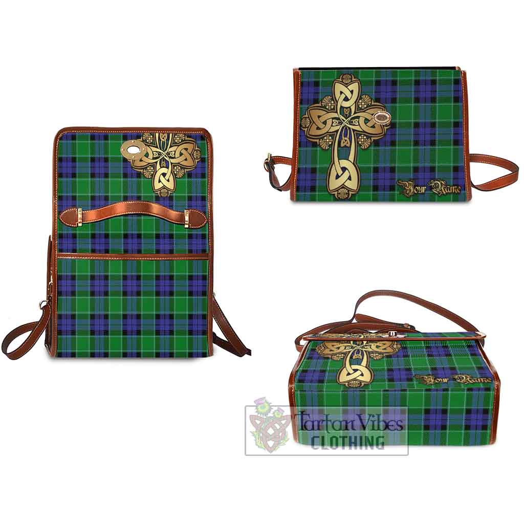 Tartan Vibes Clothing Monteith Tartan Waterproof Canvas Bag Golden Thistle Celtic Cross Style