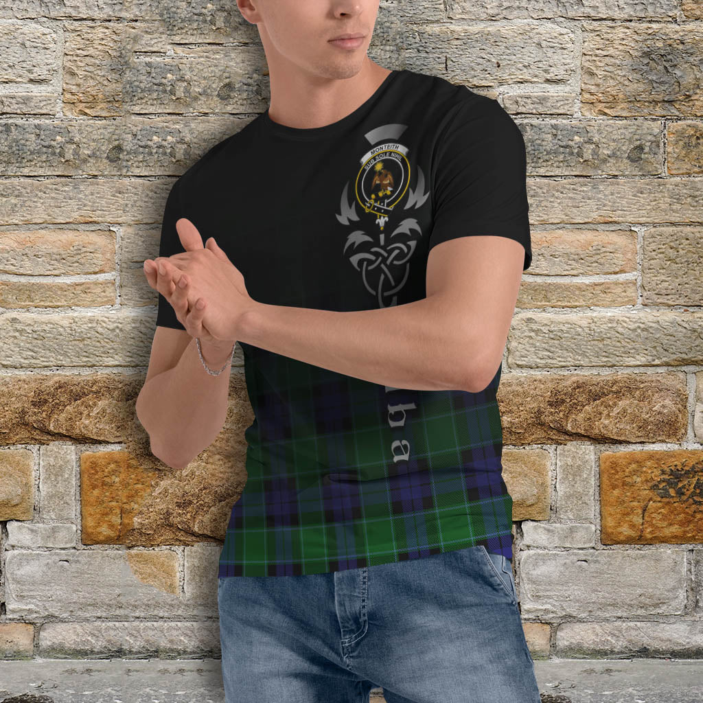 Monteith Tartan T-Shirt Featuring Alba Gu Brath Family Crest Celtic Inspired - Tartan Vibes Clothing