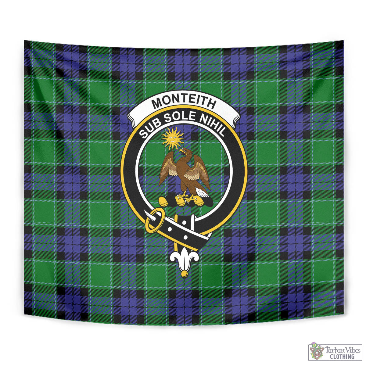 Monteith Tartan Tapestry Wall Hanging and Home Decor for Room with Family Crest - Tartan Vibes Clothing