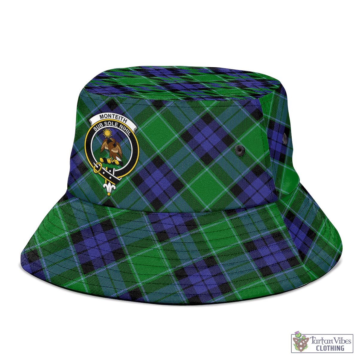 Monteith Tartan Bucket Hat with Family Crest - Tartan Vibes Clothing