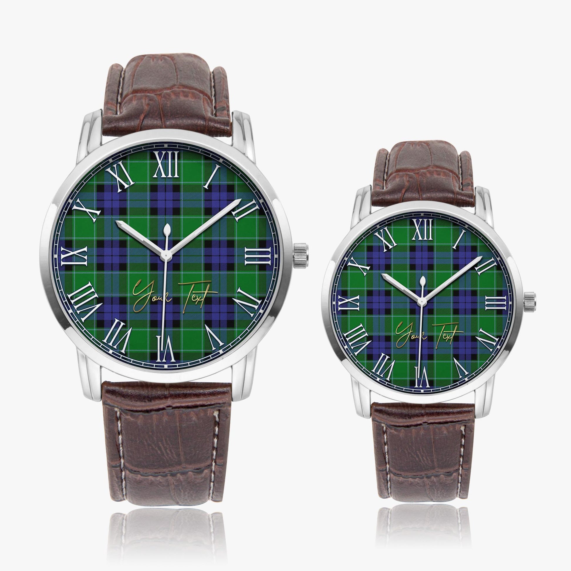 Monteith Tartan Personalized Your Text Leather Trap Quartz Watch - Tartan Vibes Clothing