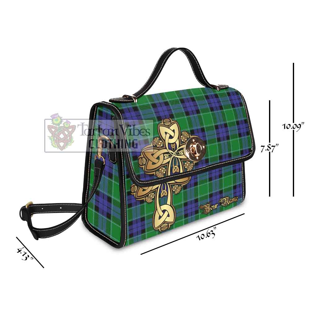 Tartan Vibes Clothing Monteith Tartan Waterproof Canvas Bag Golden Thistle Celtic Cross Style