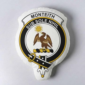 Monteith Clan Crest Shaped Throw Pillow, Scottish Clan Badge Decorative Pillow