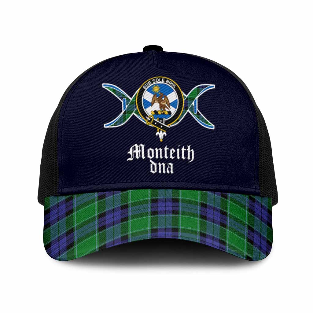 Monteith Clan DNA Tartan Mesh Trucker Cap One Size (Adjustable) Black - Tartan Vibes Clothing