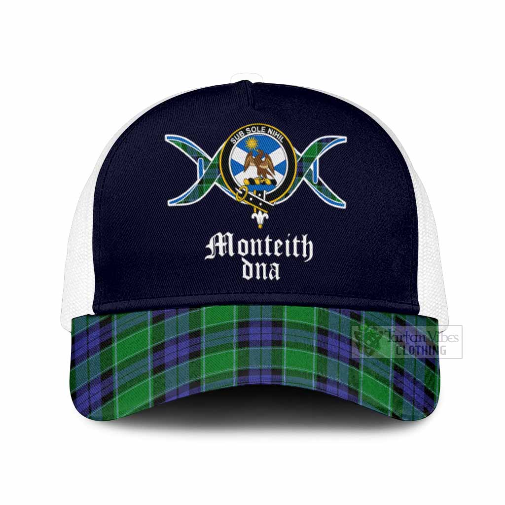 Monteith Clan DNA Tartan Mesh Trucker Cap One Size (Adjustable) White - Tartan Vibes Clothing