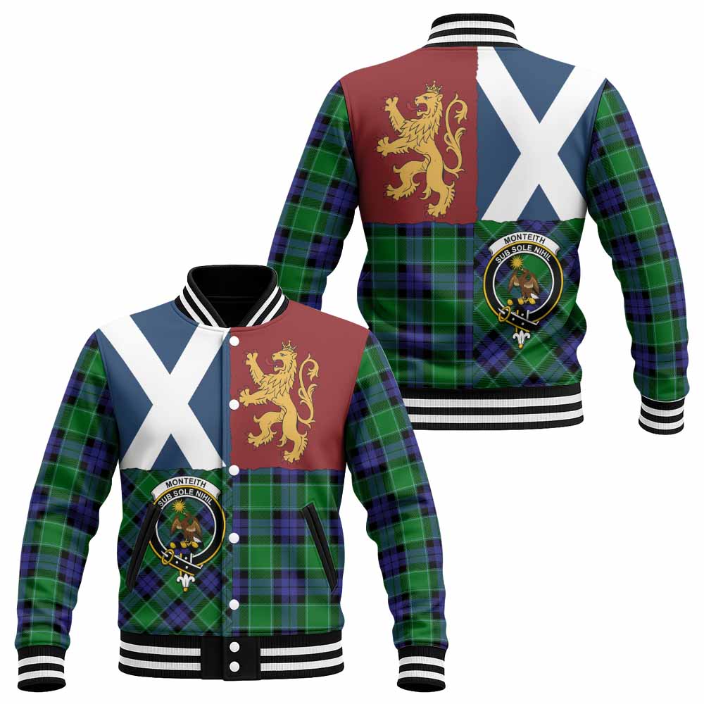 Monteith Crest Tartan Baseball Jacket with Lion Rampant Saltire Style