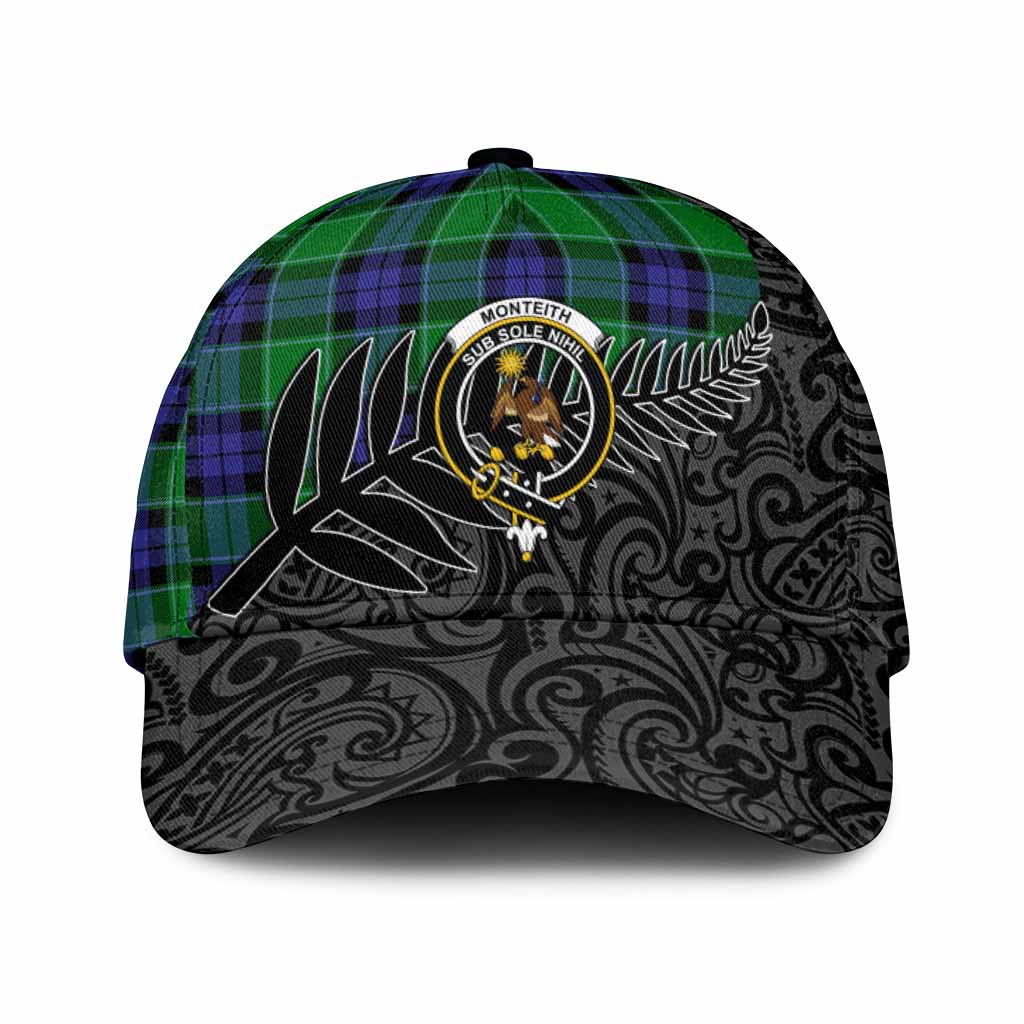 Monteith Crest Tartan Classic Cap with New Zealand Silver Fern Half Style