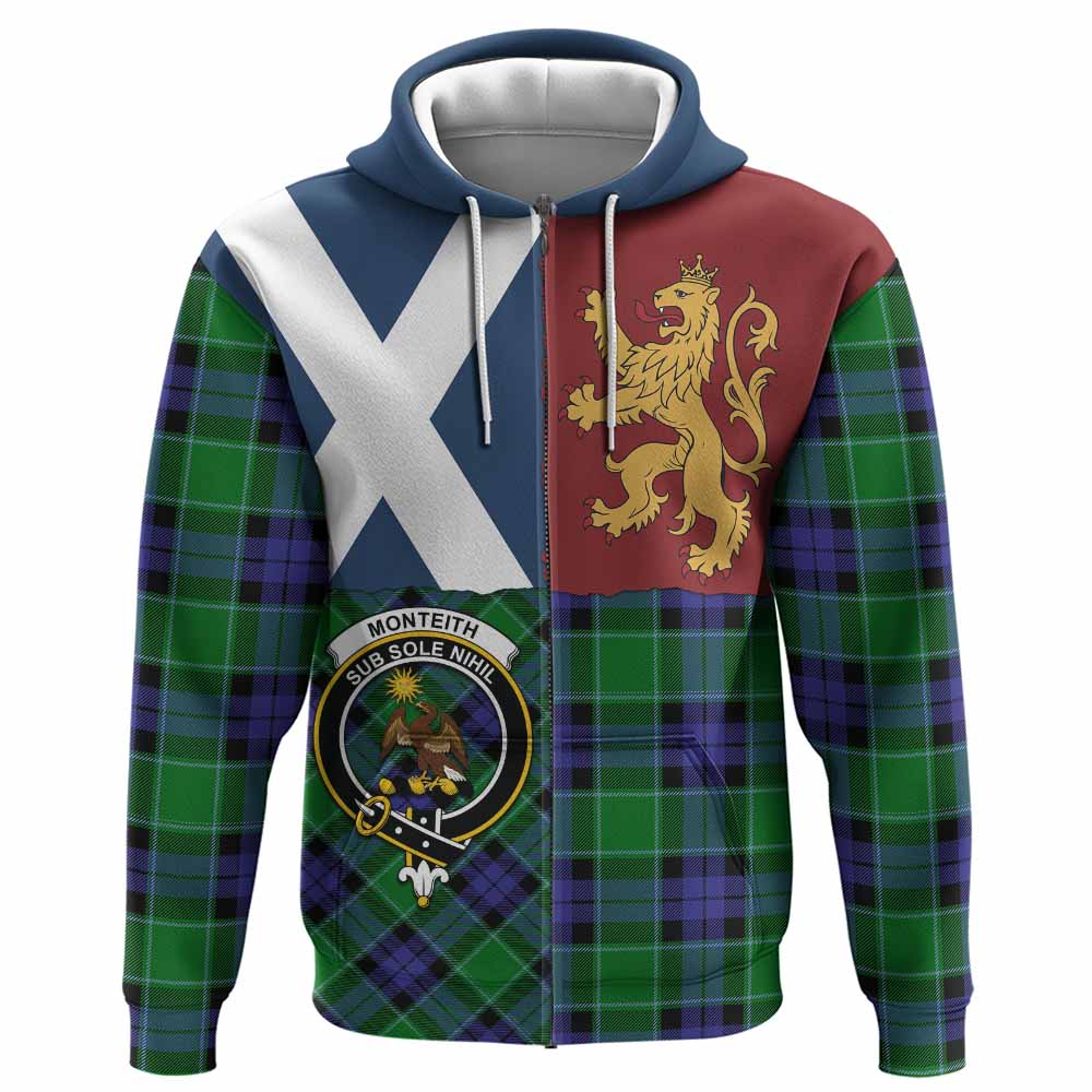 Monteith Crest Tartan Hoodie with Lion Rampant Saltire Style