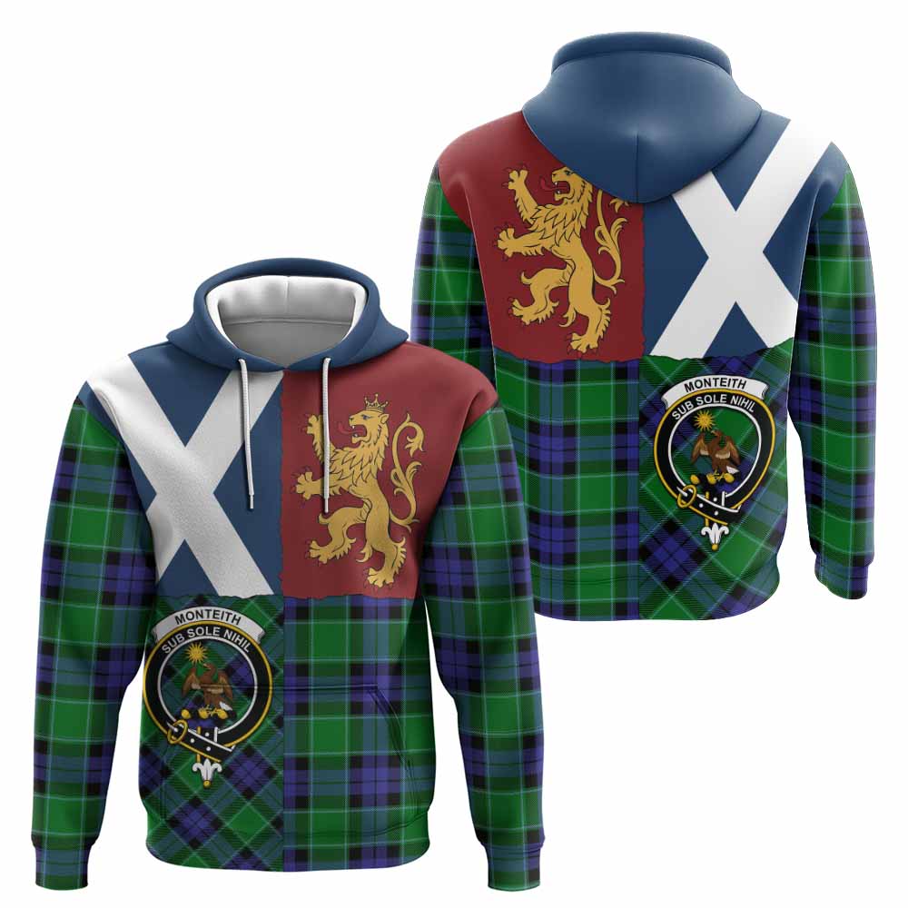 Monteith Crest Tartan Hoodie with Lion Rampant Saltire Style