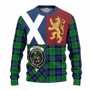 Monteith Crest Tartan Knitted Sweater with Lion Rampant Saltire Style