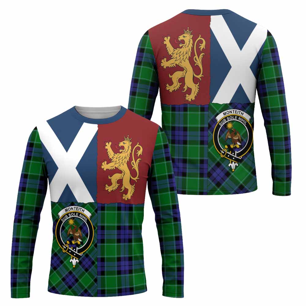Monteith Crest Tartan Long Sleeve T-Shirt with Lion Rampant Saltire Style