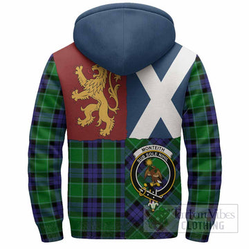 Monteith Crest Tartan Sherpa Hoodie with Lion Rampant Saltire Style