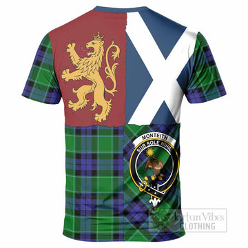 Monteith Crest Tartan T-Shirt with Lion Rampant Saltire Style