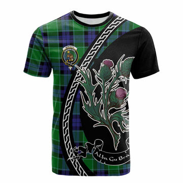 Monteith Family Crest Tartan Cotton T-shirt Alba Thistle Inspired