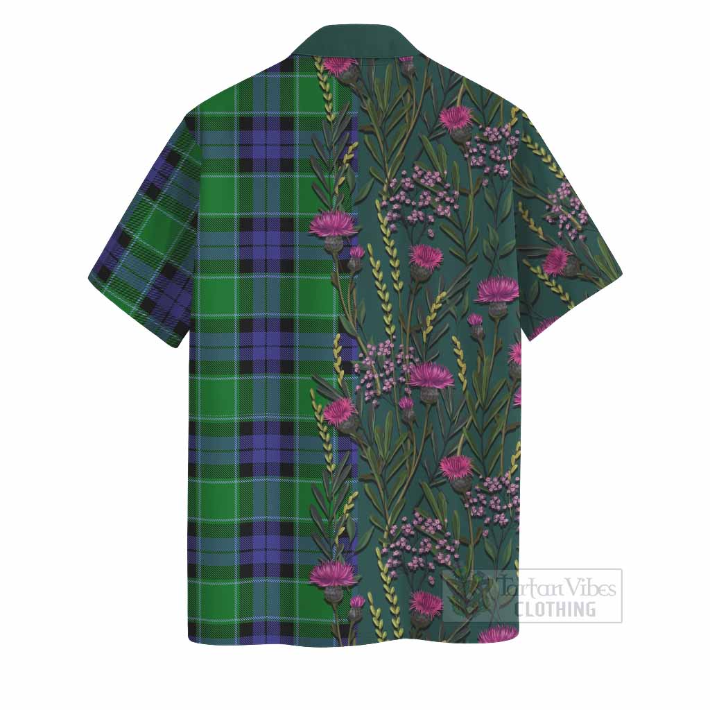 Monteith Family Crest Tartan Hawaiian Shirt Scottish Thistle Flower Pattern Half Style - Tartan Vibes Clothing