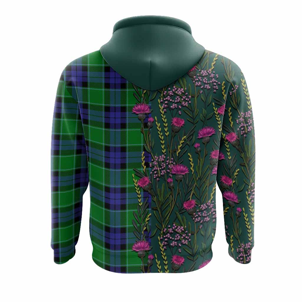 Monteith Family Crest Tartan Hoodie Scottish Thistle Flower Pattern Half Style - Tartan Vibes Clothing
