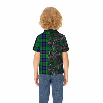 Monteith Family Crest Tartan Kid Polo Shirt Scottish Thistle Flower Pattern Half Style