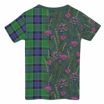 Monteith Family Crest Tartan Kid T-shirt Scottish Thistle Flower Pattern Half Style