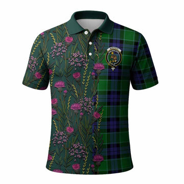 Monteith Family Crest Tartan Polo Shirt Scottish Thistle Flower Pattern Half Style