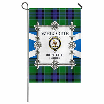 Monteith Family Crest Tartan Welcome Garden Flag Saltire Harmony Style