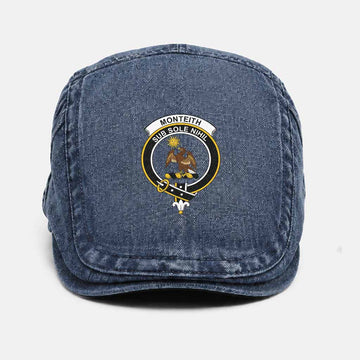 Monteith Scottish Clan Crest Washed Flat Cap - Unisex Jeff Cap