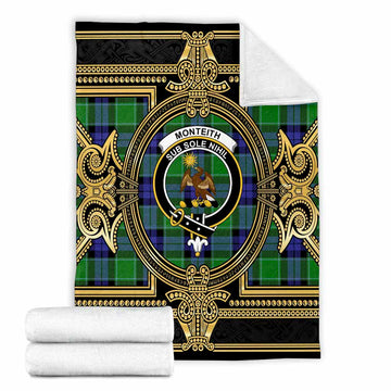 Monteith Scottish Tartan Crest Blanket Royal Stylized X-Large 59 x 79 inches 150 x 200 cm - Tartan Vibes Clothing