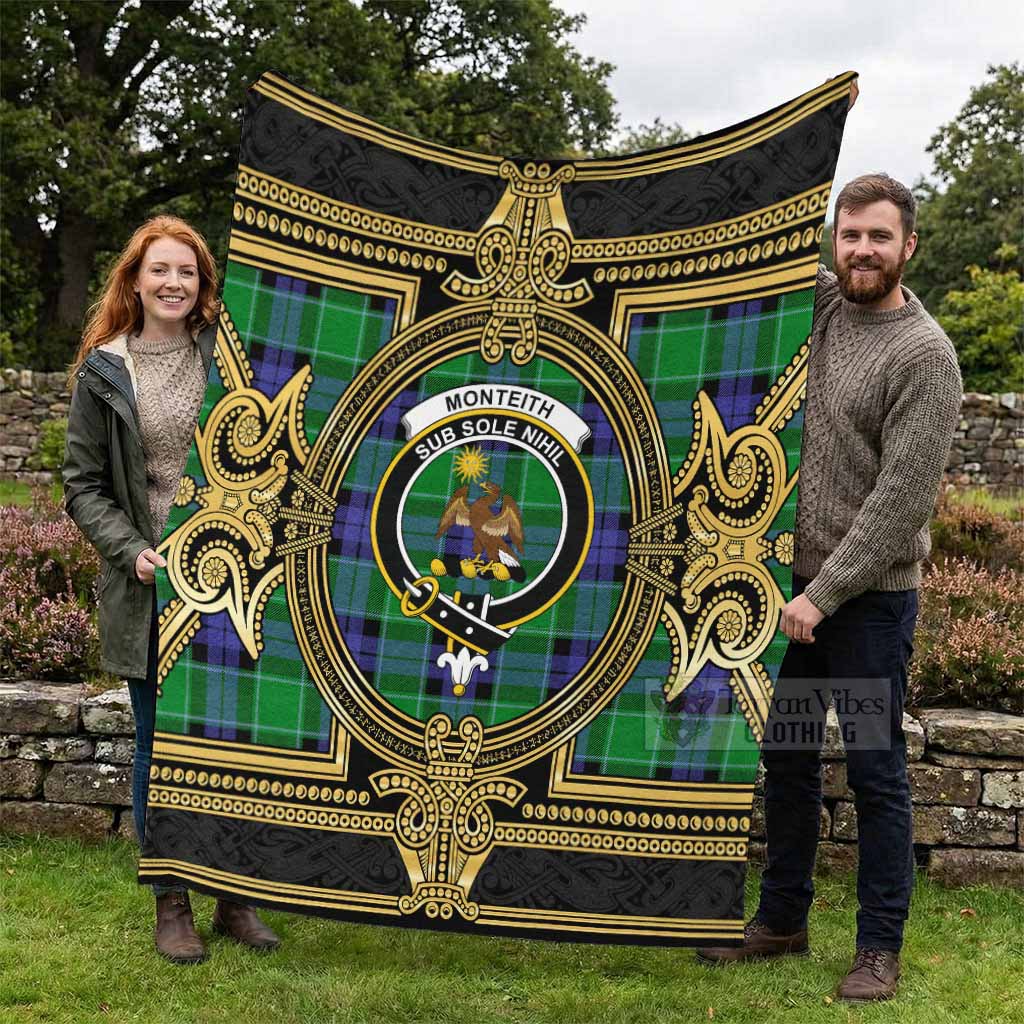 Monteith Scottish Tartan Crest Blanket Royal Stylized - Tartan Vibes Clothing