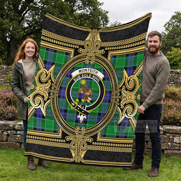 Monteith Scottish Tartan Crest Blanket Royal Stylized - Tartan Vibes Clothing