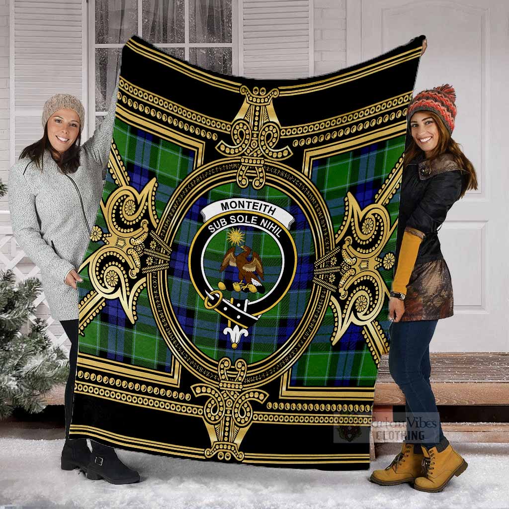 Monteith Scottish Tartan Crest Blanket Royal Stylized - Tartan Vibes Clothing