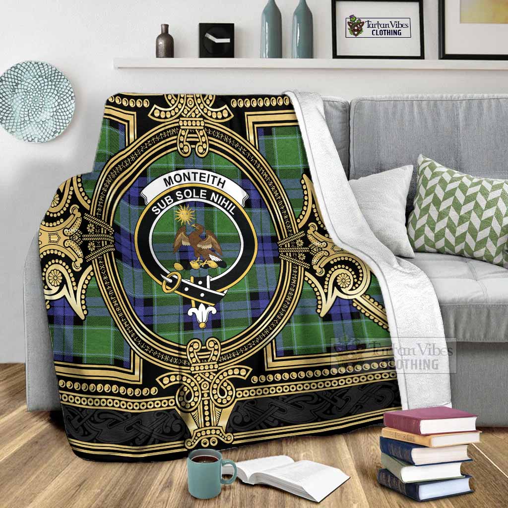 Monteith Scottish Tartan Crest Blanket Royal Stylized - Tartan Vibes Clothing