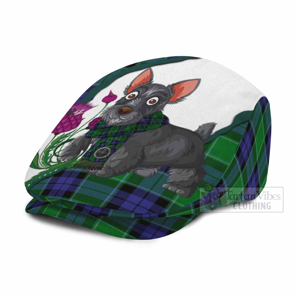 Monteith Scottish Terrier Tartan Flat Cap, Jeff Cap Thistle Heritage Art - Tartan Vibes Clothing
