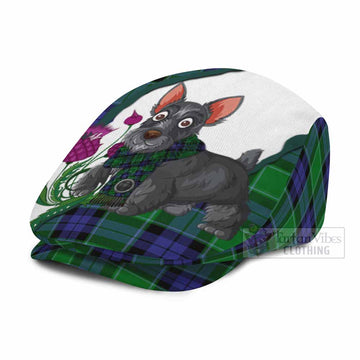 Monteith Scottish Terrier Tartan Flat Cap, Jeff Cap Thistle Heritage Art