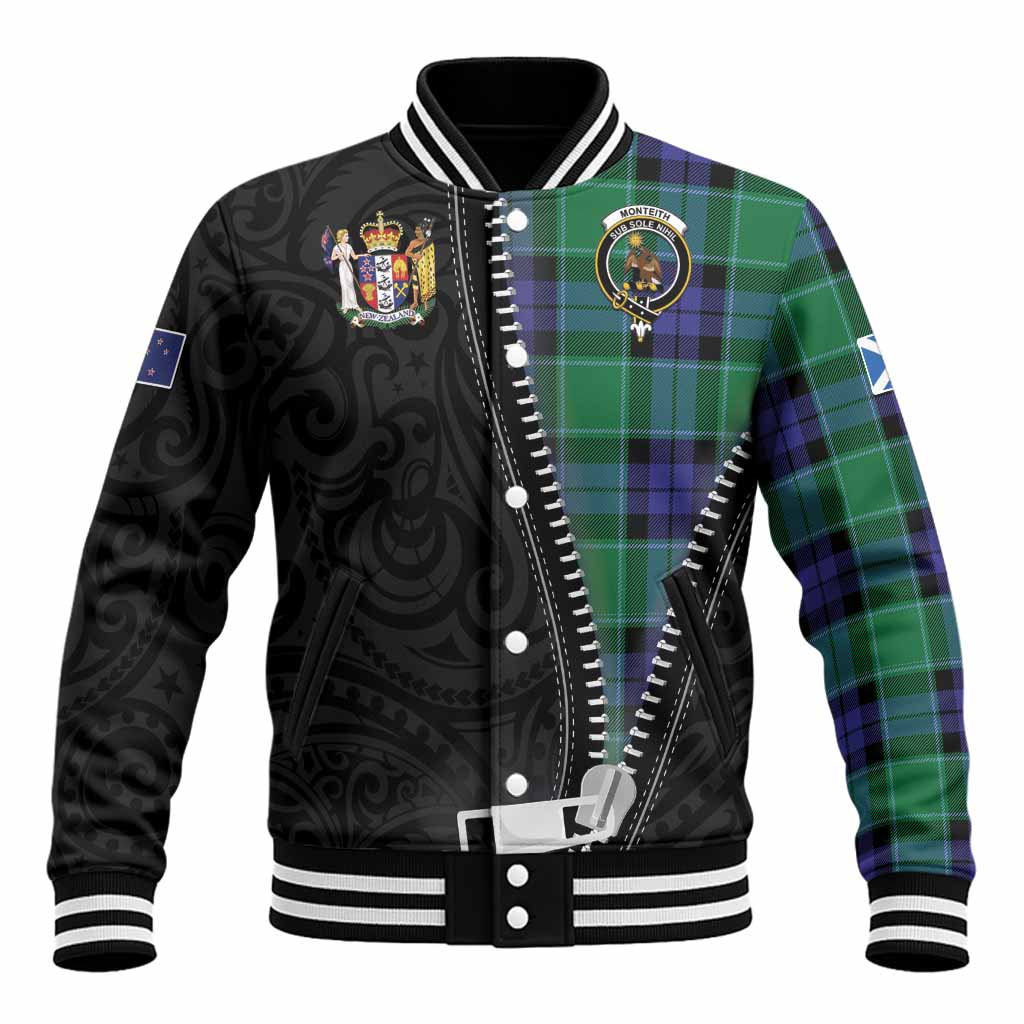 Monteith Tartan Baseball Jacket New Zealand Pattern Unique Zipper Stylized