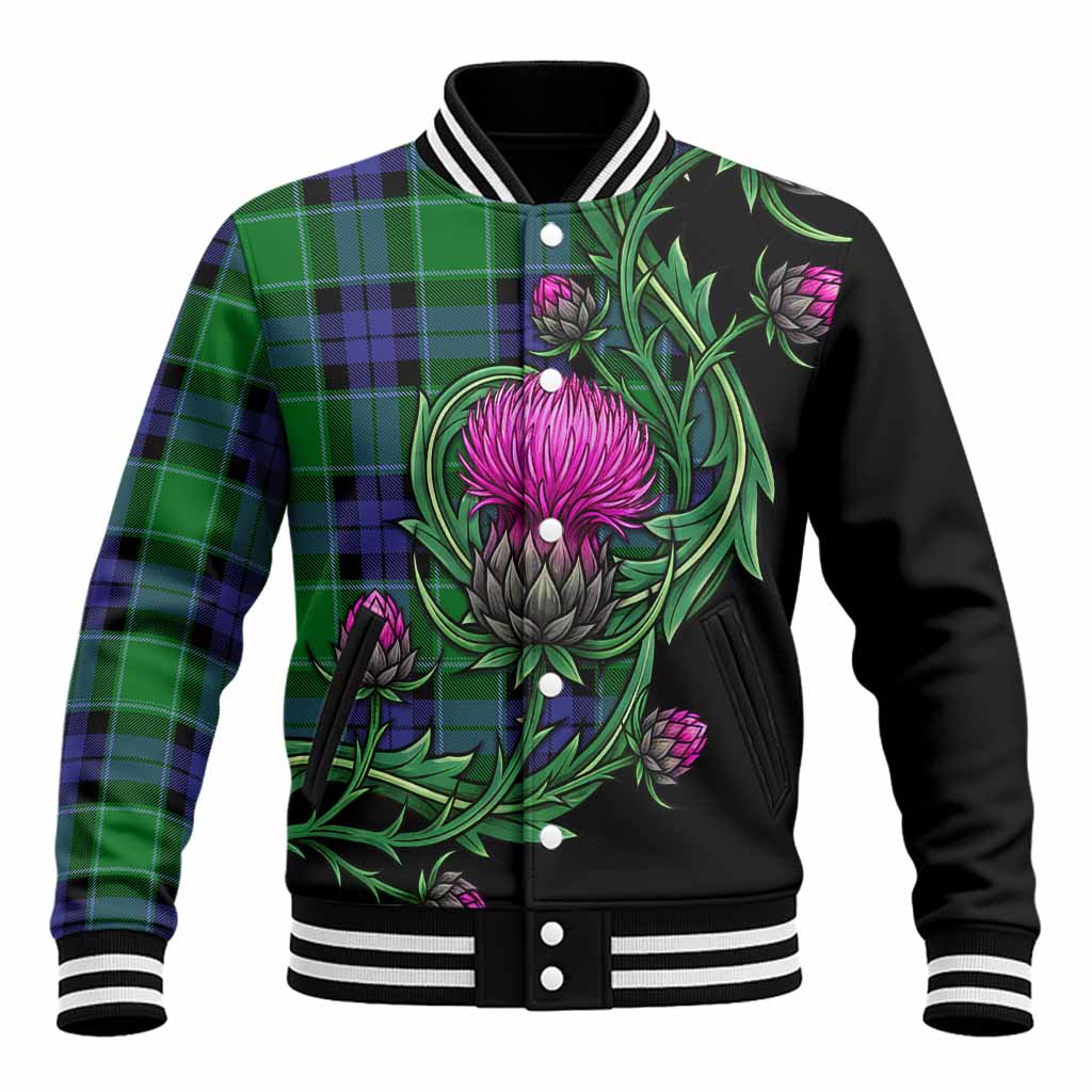 Monteith Tartan Baseball Jacket Resilient Scottish Thistle Unisex - Tartan Vibes Clothing