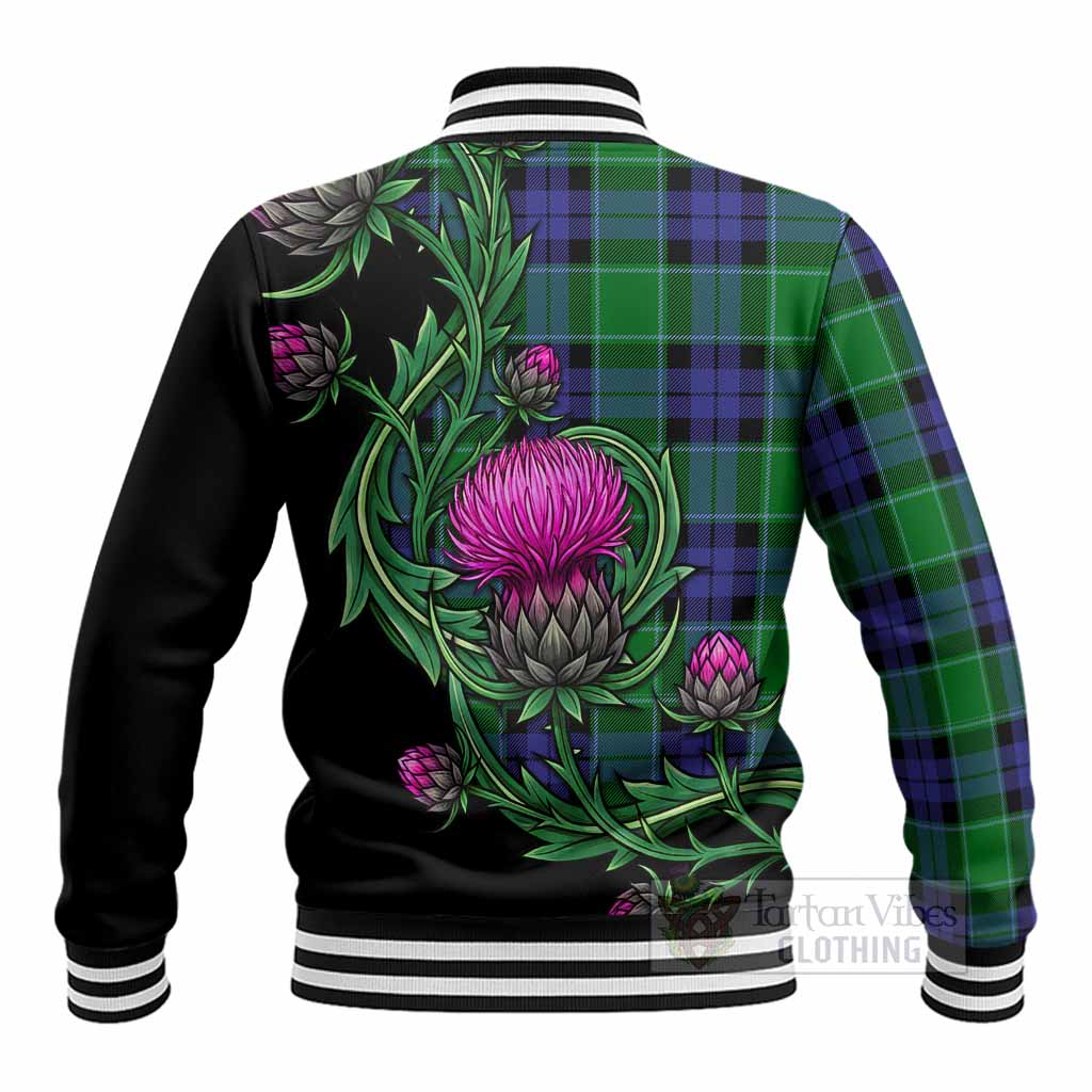 Monteith Tartan Baseball Jacket Resilient Scottish Thistle - Tartan Vibes Clothing