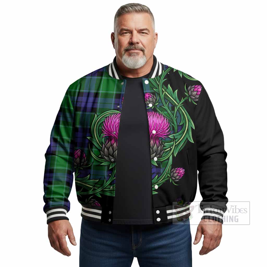 Monteith Tartan Baseball Jacket Resilient Scottish Thistle - Tartan Vibes Clothing
