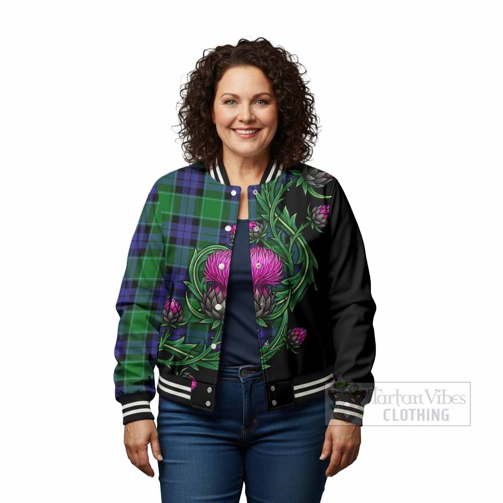 Monteith Tartan Baseball Jacket Resilient Scottish Thistle - Tartan Vibes Clothing