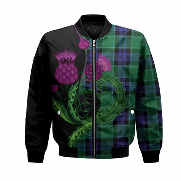 Monteith Tartan Bomber Jacket Traditional Scottish Thistle