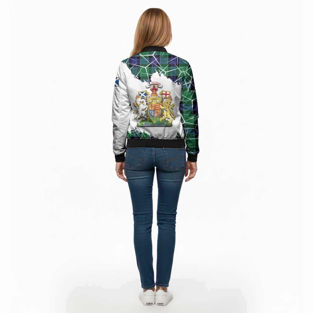 Monteith Tartan Bomber Jacket with Family Crest and Lion Rampant Grunge Style