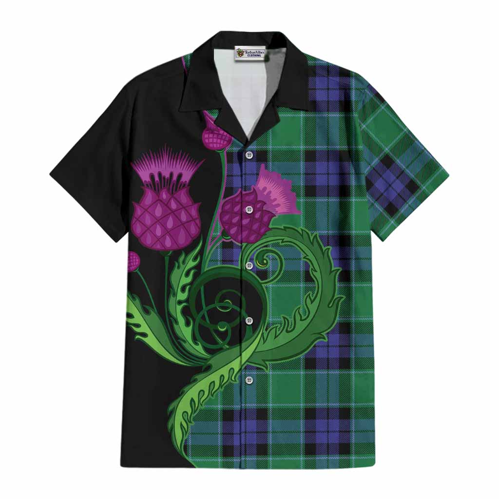Monteith Tartan Cotton Hawaiian Shirt Traditional Scottish Thistle
