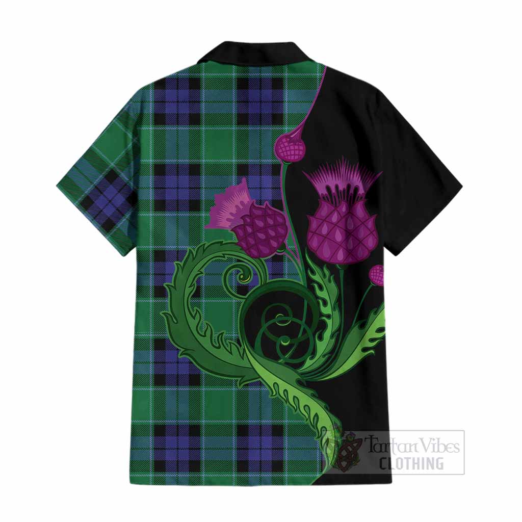 Monteith Tartan Cotton Hawaiian Shirt Traditional Scottish Thistle