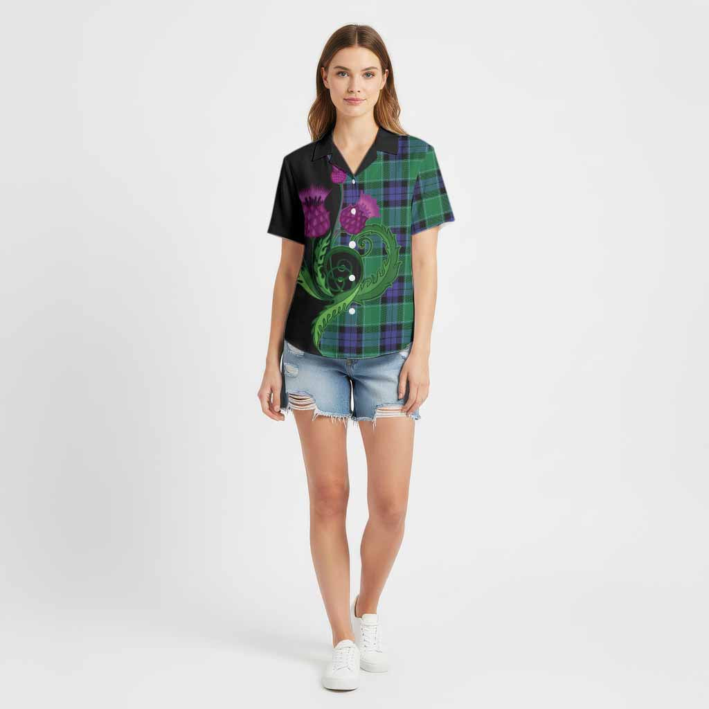 Monteith Tartan Cotton Hawaiian Shirt Traditional Scottish Thistle