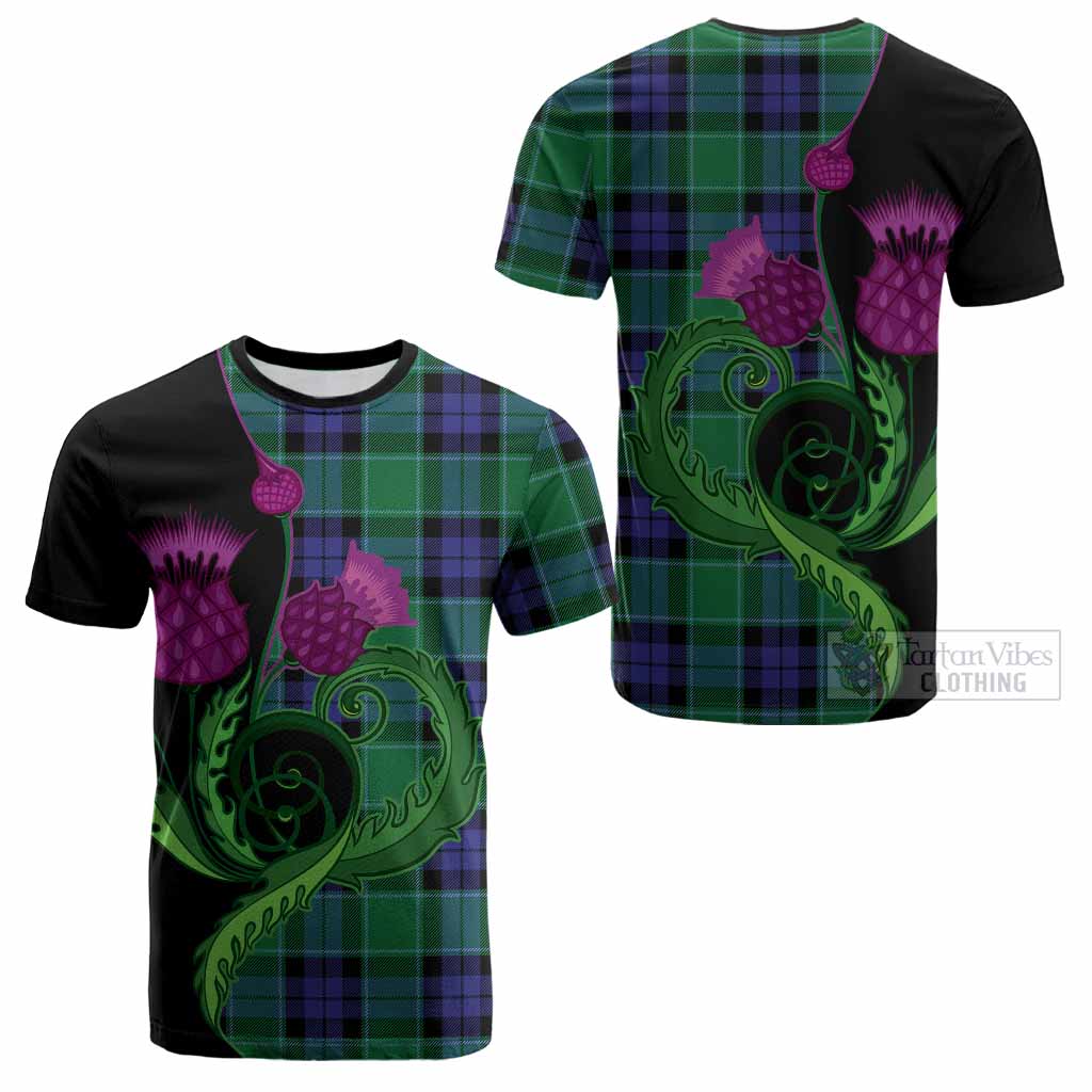 Monteith Tartan Cotton T-shirt Traditional Scottish Thistle