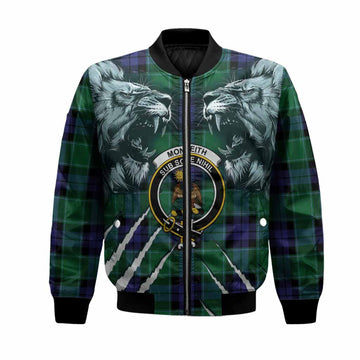 Monteith Tartan Crest Bomber Jacket Ferocious Lion Style