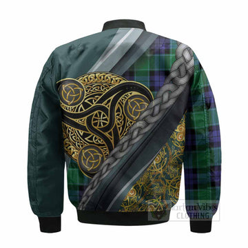 Monteith Tartan Crest Bomber Jacket Scottish Triskele Celtic